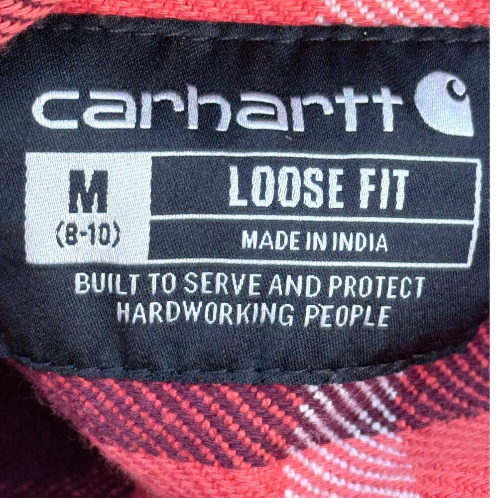 CARHARTT orange plaid heavyweight Rugged Flex 100% cotton flannel shirt jacket - Picture 7 of 8